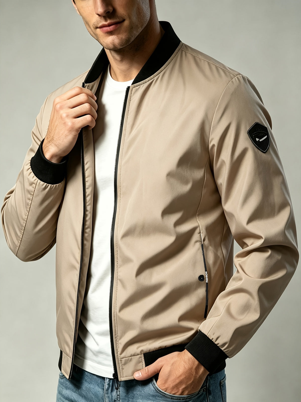 Men's Lightweight Windproof Baseball Jacket for Spring and Fall