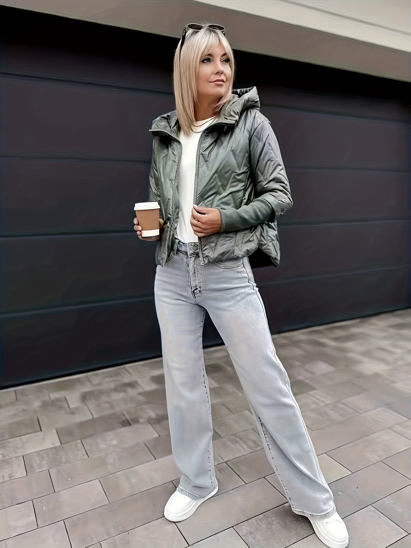 Կանացի թեթև, երկարաթև, գլխարկով և կայծակաճարմանդով բաճկոն - ամենօրյա, միագույն, տաք և նորաձև աշուն/ձմեռ, իդեալական է ամենօրյա հագուստի համար, ամենօրյա ձմեռային հագուստի համար | Գլխարկով և կայծակաճարմանդով բաճկոն | Կայծակաճարմանդով բաճկոն