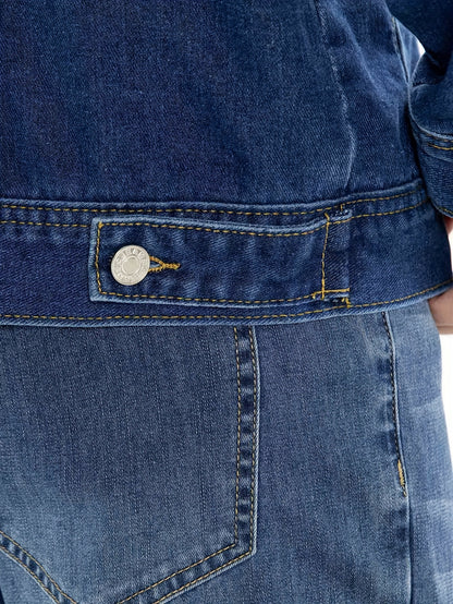 Spring And Autumn Trendy Men'S Denim Jacket for Teenagers, High-End Long-Sleeve Casual Coat with a Lapel.