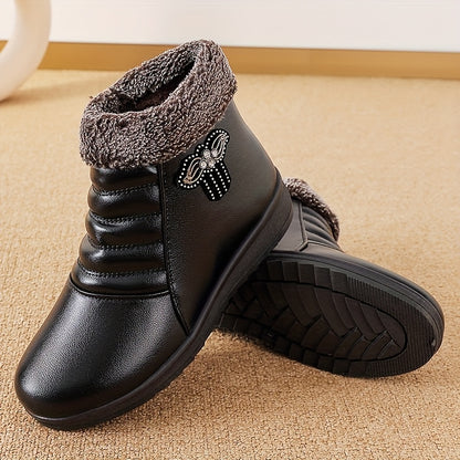 Կանացի հարմարավետ և տաք կոշիկներ աշնան և ձմռան համար, կարճաճիտ բրդյա երեսպատմամբ, ձնագնաց կոշիկներ, կաշվե կոշիկներ, փայլուն սև պլատֆորմով կոշիկ, էլեգանտ անձրևային կոշիկ կանանց համար, տաք և հարմարավետ բոտիններ աշխատանքի համար, ցածր կոճով: