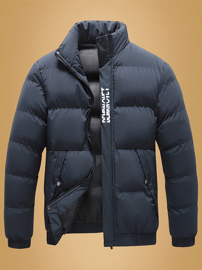 Տղամարդու ամուր ջերմային բաճկոն - Ձմեռային վերնազգեստ՝ կանգնած օձիքով և կայծակաճարմանդով, սև/սպիտակ վերարկու՝ գրվածքով - լվացքի մեքենայով լվացվող սառը եղանակի բաճկոն տղամարդկանց համար (առօրյա և պաշտոնական) - իդեալական է դահուկավազքի, սնոուբորդի համար