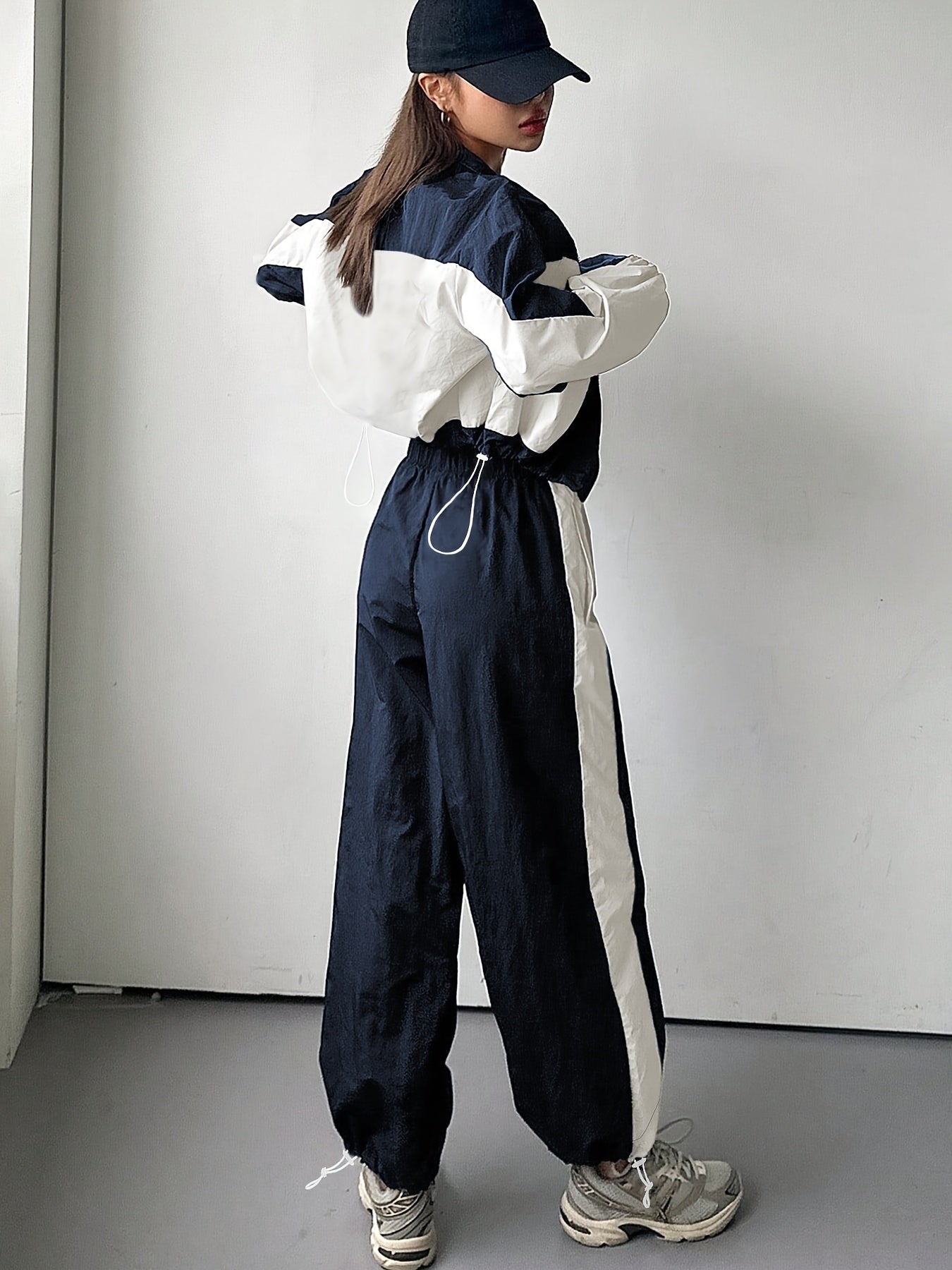 Women's High-Waist Color Block Casual Suit for Spring
