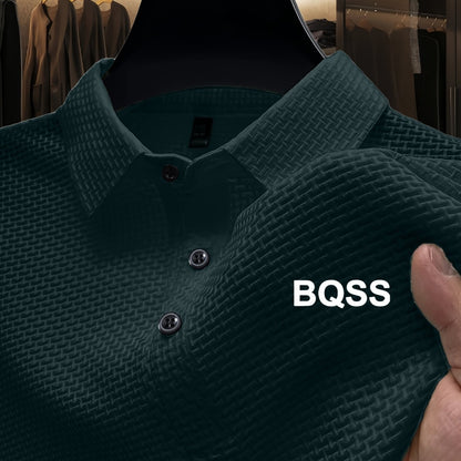 Summer Sports Casual Wear High-End Front Button Short Sleeve Shirt Breathable Turn- Collar Mesh Stretch Solid Color Top Golf Business Men's Short Sleeve - ayq