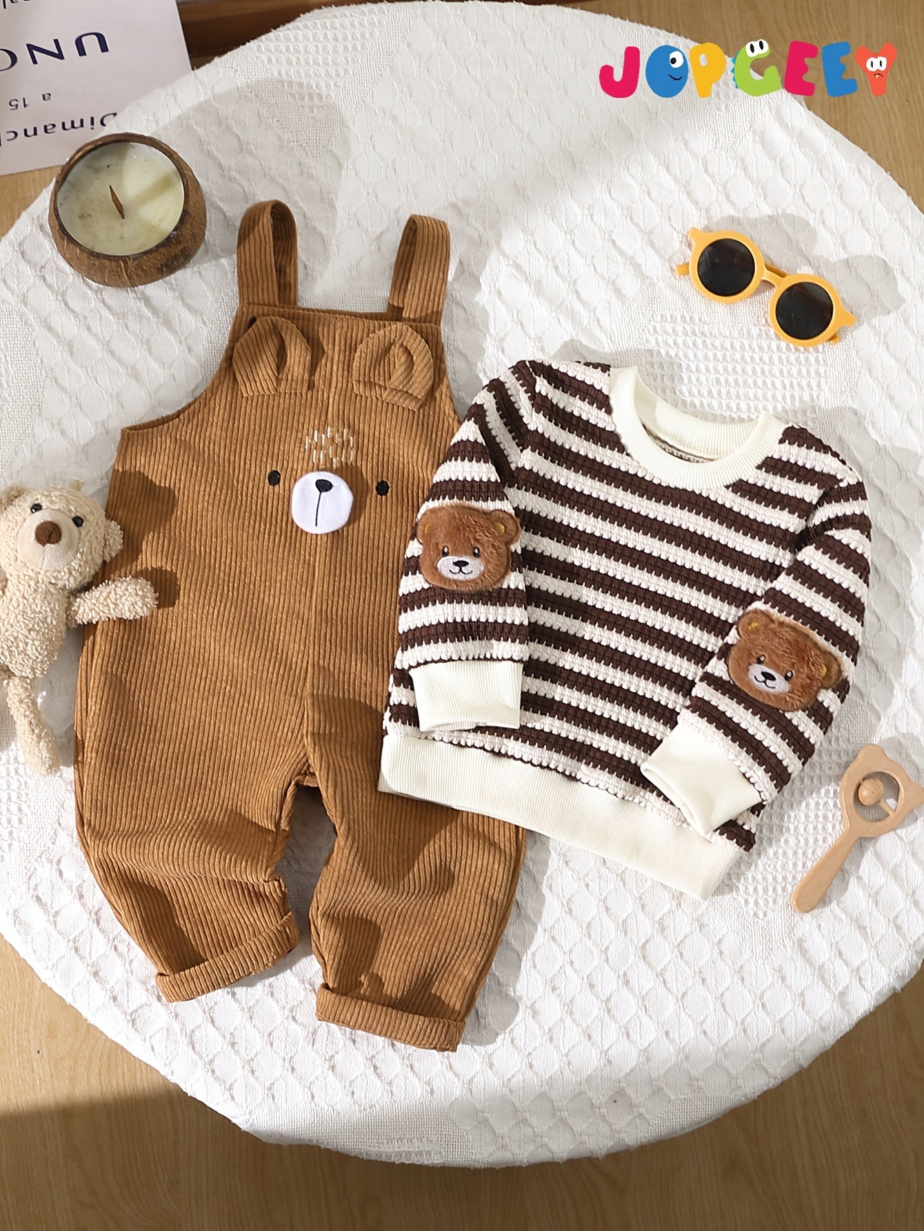 Boys 2-Piece Embroidered Long Sleeve Top & Corduroy Overalls