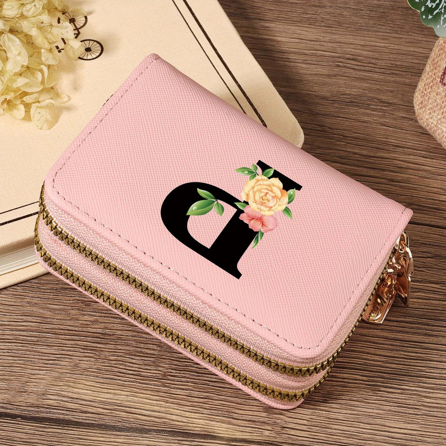 Women's Lightweight Wallet - Compact Zipper Purse with Multiple Card Slots & Coin Pocket, Elegant Monogram Initials, Secure Closure for Everyday, Travel, Gift - Women's Credit Card Organizer, Everyday Carry Purse, Stylish Ini