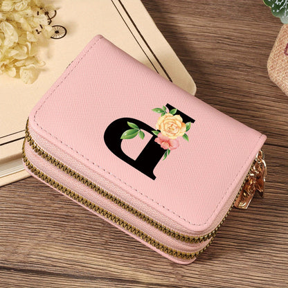 Women's Lightweight Wallet - Compact Zipper Purse with Multiple Card Slots & Coin Pocket, Elegant Monogram Initials, Secure Closure for Everyday, Travel, Gift - Women's Credit Card Organizer, Everyday Carry Purse, Stylish Ini