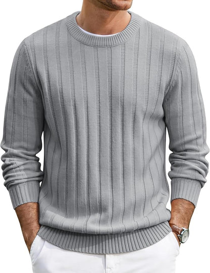 Men's Ribbed Crewneck Pullover Sweater Soft Warm Knit