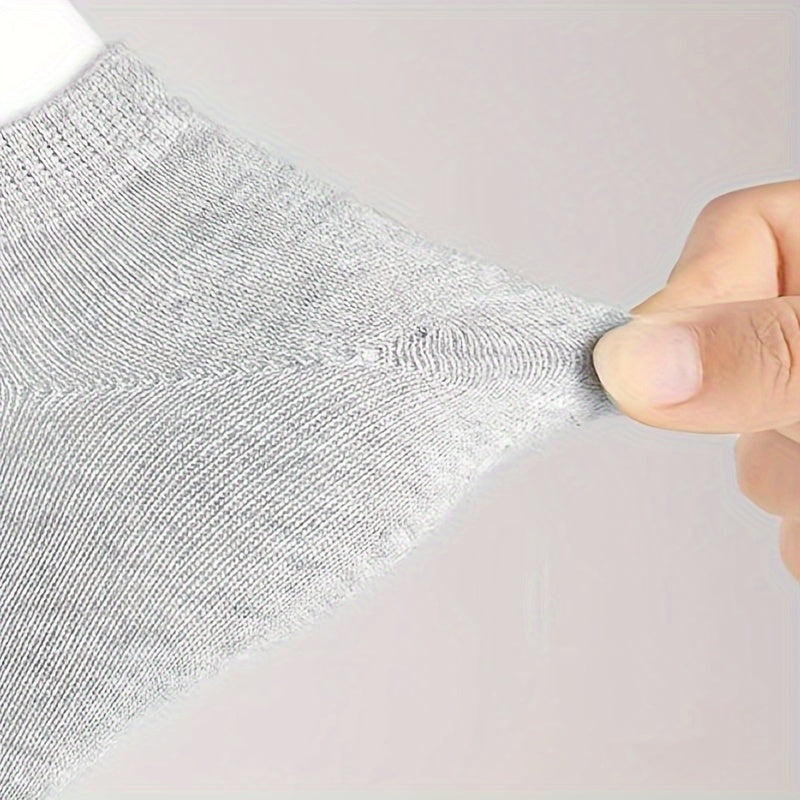 5 Pairs Of Men's Knitted Solid Color Low-cut Socks, Comfy & Breathable Elastic Socks, For Daily Wearing