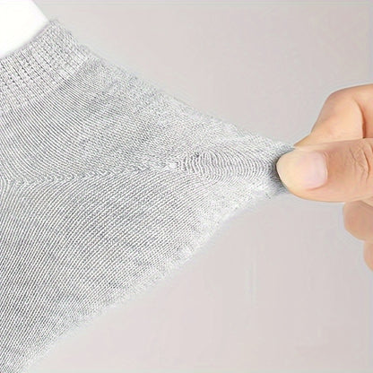 5 Pairs Of Men's Knitted Solid Color Low-cut Socks, Comfy & Breathable Elastic Socks, For Daily Wearing