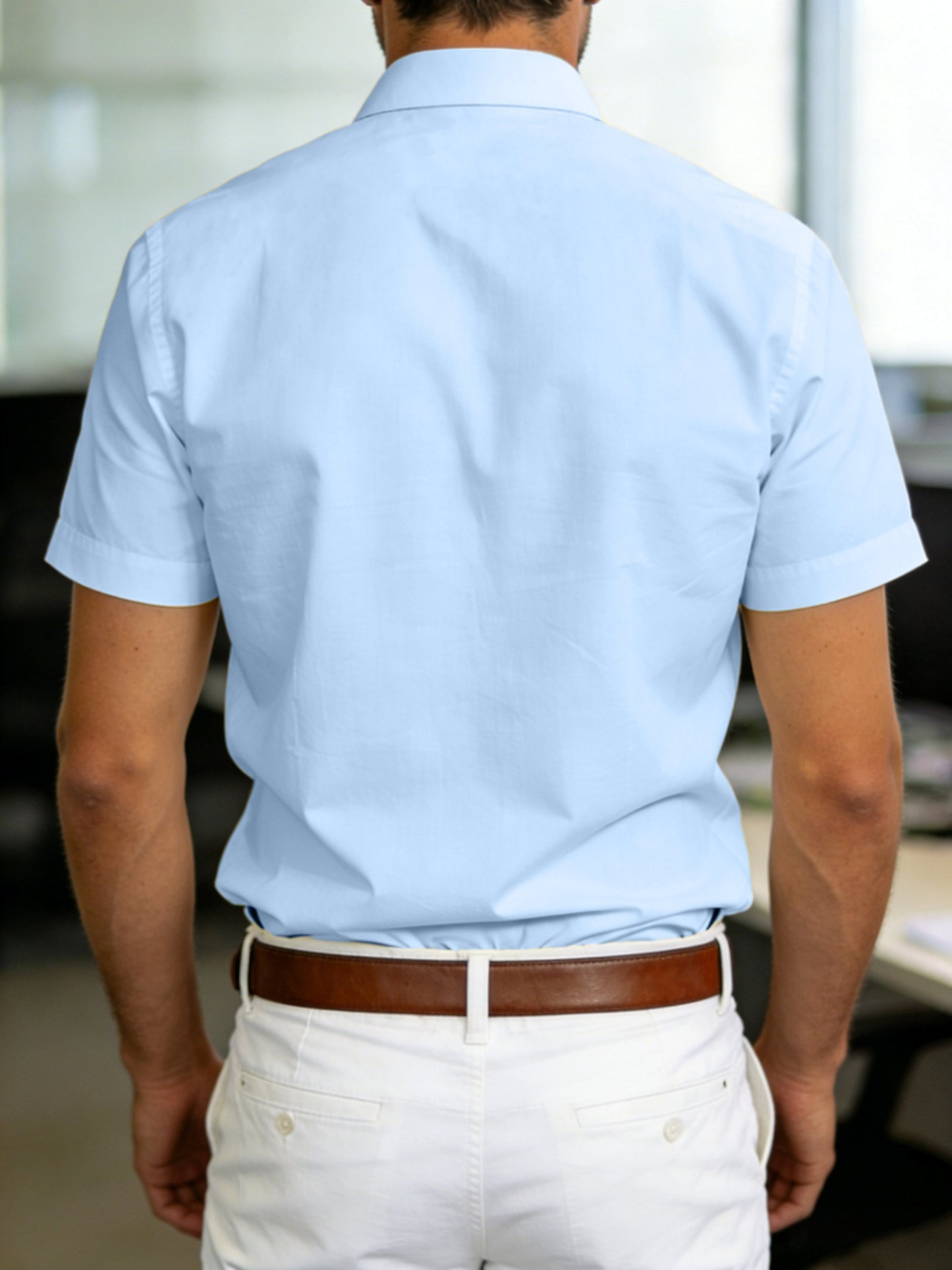 Men's 100% Cotton Short Sleeve Lapel Shirt for Summer