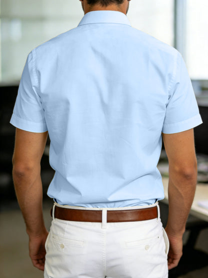Men's 100% Cotton Short Sleeve Lapel Shirt for Summer