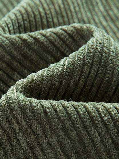 Men's Corduroy Jacket Olive Green - Retro Loose-Fit Full-Zip Winter Coat with Stand Collar & Zippered Pockets, Machine Washable Corduroy Outer (No) for Casual & Formal Wear - Autumn/Winter Outerwear, Womens Coats And Jackets,