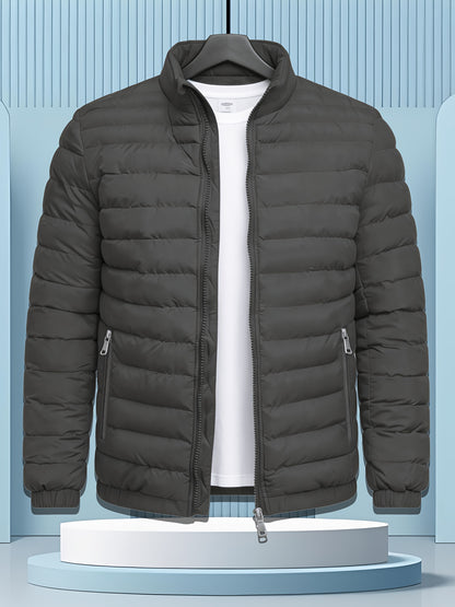 Men's Winter Softshell Jacket with Stand Collar and Zipper