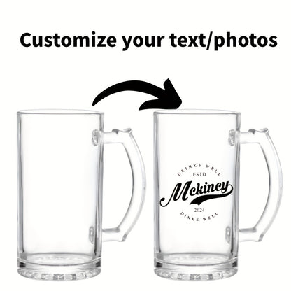 Personalized Custom Name Glass Beer Mug – Reusable Drinkware