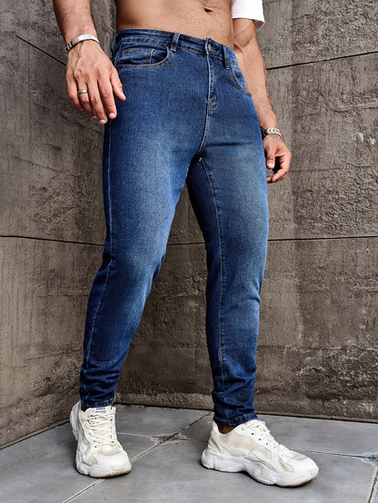 Men's Straight Leg Denim Pants, Men's Classic Design Jeans, Versatile For Four Seasons Wear