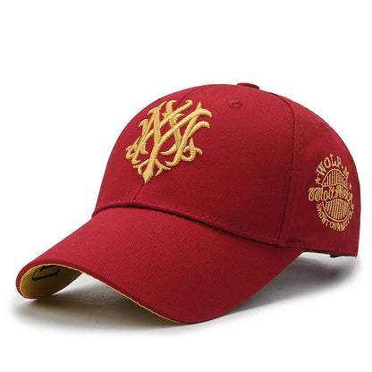 Men's Embroidered Letter Baseball Cap - Adjustable Snapback, Sun Protection, Rayon, Black with Golden Embroidery, Casual Sport Hat for All Seasons