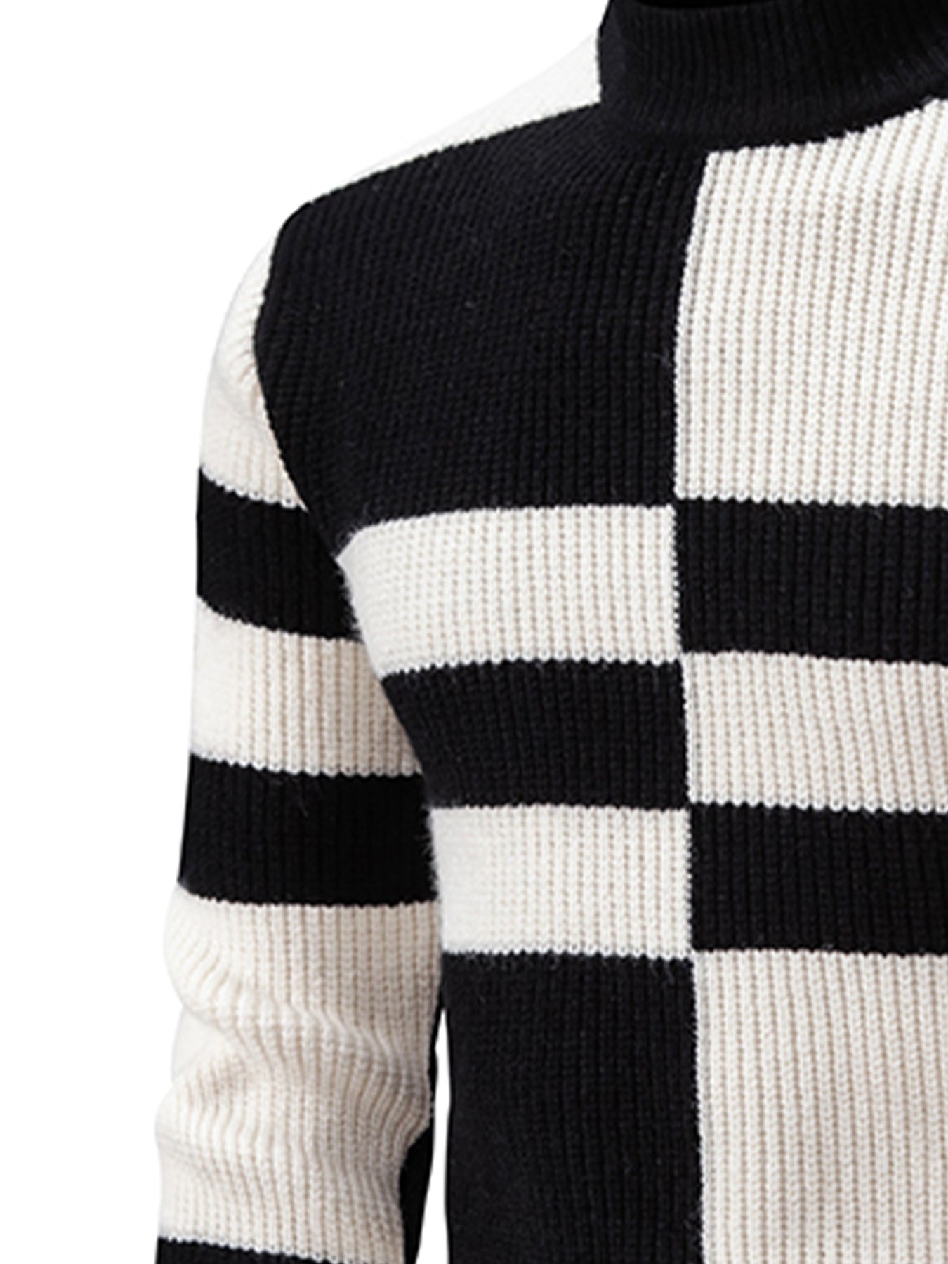 Men'S Color Block Crew Neck Sweater | Casual Style, Thick Acrylic Fabric, Regular Fit for Fall/Winter