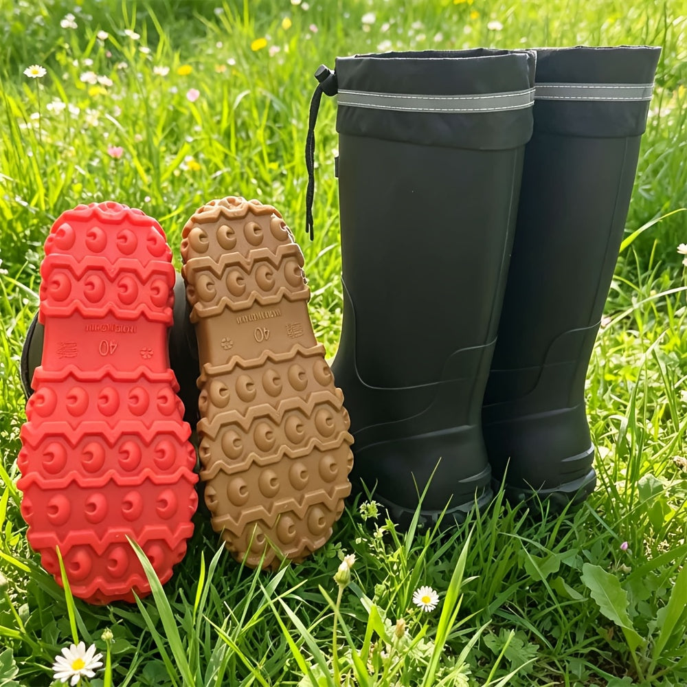 Waterproof PVC Rain Boots with Spare Insole and Anti-Slip Sole