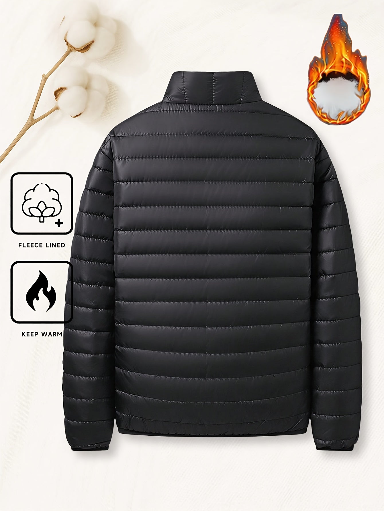 Men's Padded Coat - Men's Autumn/Winter Warm Outerwear - Men's Top - Men's Stand Collar Jacket - Men's Coat Jacket - Men's Warm Coat - Men's Overcoat - Men's Clothing - Men's Cold-Proof Coat - Autumn/Winter Coat, Solid Color, - ayq
