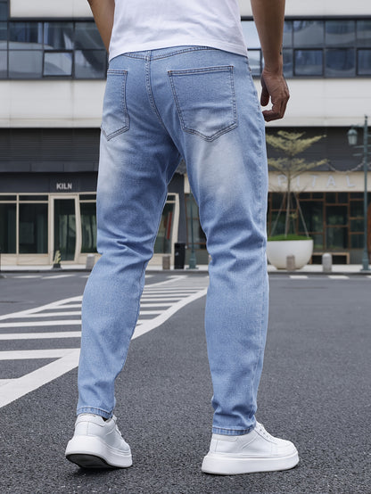 Men's Slim Fit Jeans - Rayon Blend, Stretch Denim, Solid Color, Machine Washable, Everyday Denim|Slim Fit Jeans|Rayon Blend Denim
