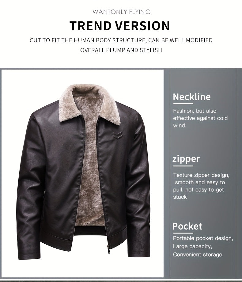 Siji Dou OBM տղամարդու վերարկու, նոր աշնանային/ձմեռային բրդյա ծածկույթով բաճկոն՝ արհեստական ​​մորթուց օձիքով, նորաձև առօրյա բաճկոն տղամարդկանց համար