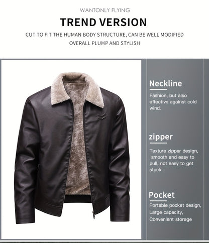 Siji Dou OBM տղամարդու վերարկու, նոր աշնանային/ձմեռային բրդյա ծածկույթով բաճկոն՝ արհեստական ​​մորթուց օձիքով, նորաձև առօրյա բաճկոն տղամարդկանց համար