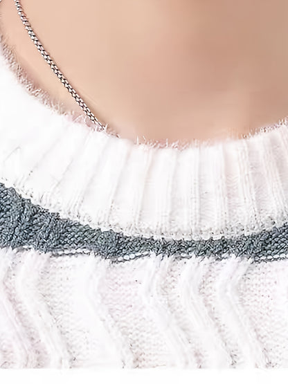 Տղամարդու ձմեռային տաք սվիտեր՝ գծավոր կլոր վզով պուլովեր՝ գույների համադրությամբ, հարմար է շերտավոր կրելու համար, ձեռքով լվացվող առօրյա սվիտերներ (աշուն/ձմեռ)