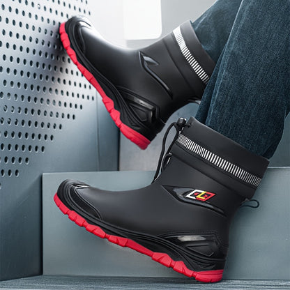 Men's Lightweight Waterproof PVC Rain Boots for Outdoor Use