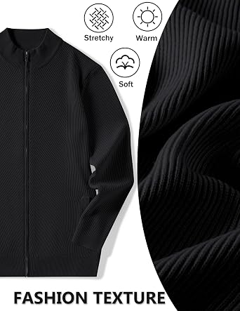 Men's Casual Zip-Up Knitted Cardigan Sweater with Stand Collar