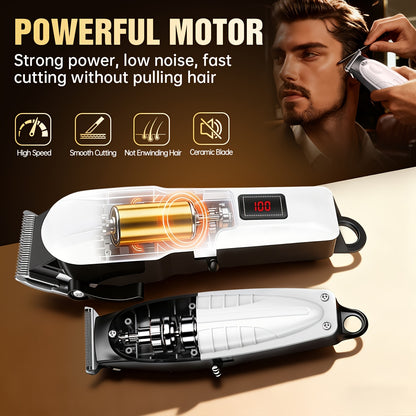 2pcs/3pcs Men's Electric Hair Clipper Set & Beard Trimmer Set. Home-use electric hair clipper + sculpting trimmer + reciprocating shaver. Haircutting, shaving, sculpting, and sideburn trimming. Christmas gift. for home, car,