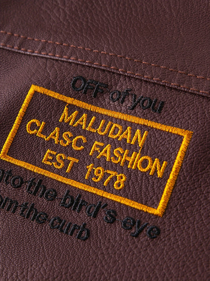 Men's Heavy-Duty Jacket - Thick Collar & Zippered Pockets, Brown/, Motorcycle-Ready Workwear Coat for Construction, Commuting - Non-Stretch Exterior & Polyester Lining - Autumn/Winter Outerwear, Casual Workwear, Embroidered D