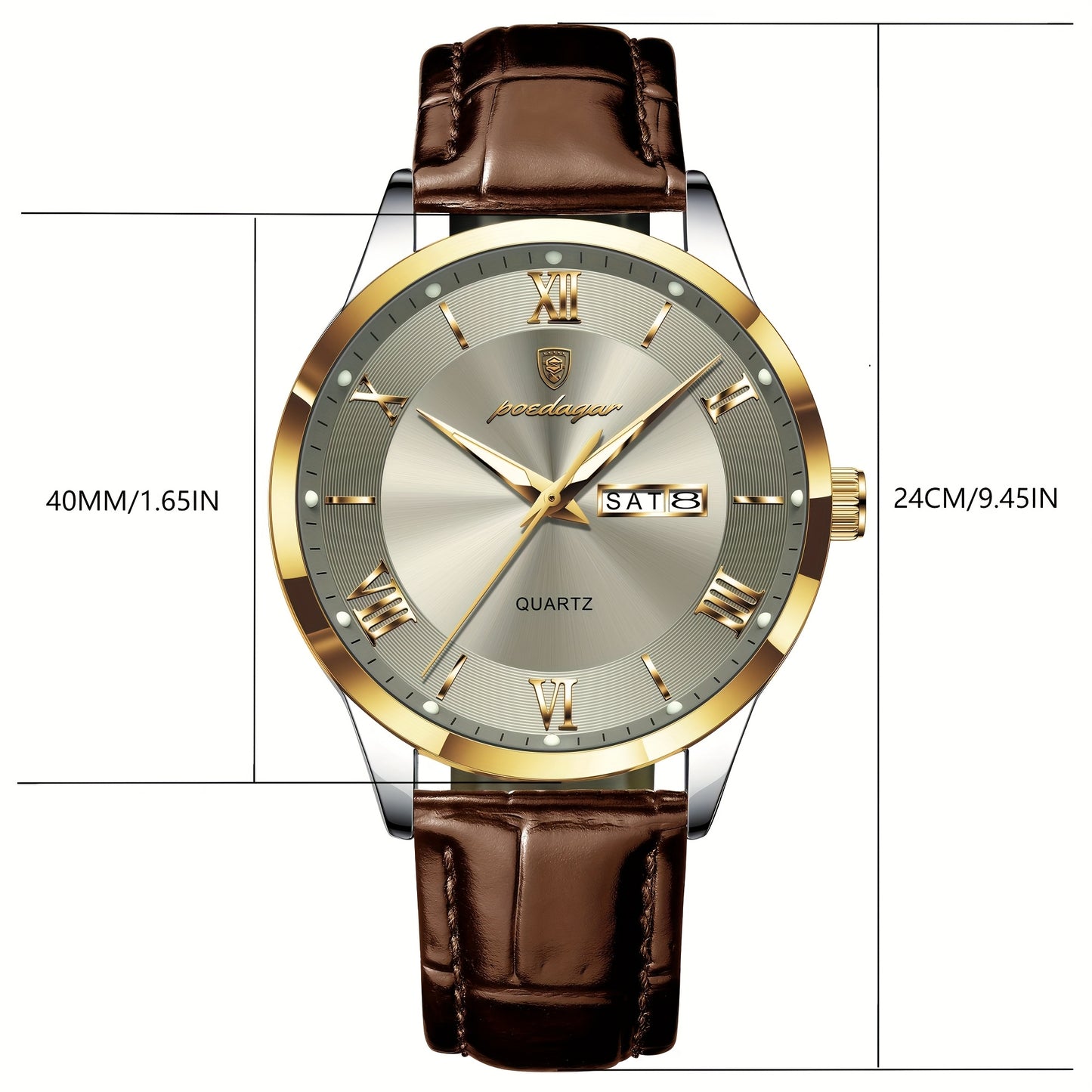 Men's Casual Quartz Watch with Luminous Dial & Date
