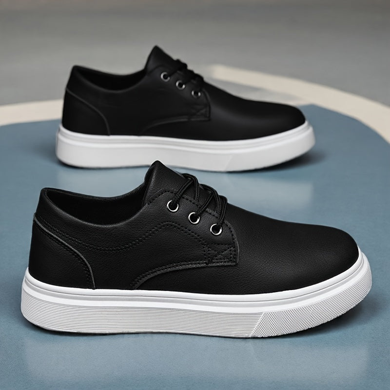 Plus-Size Men's Low-Top Skate Sneakers, Casual PU Shoes