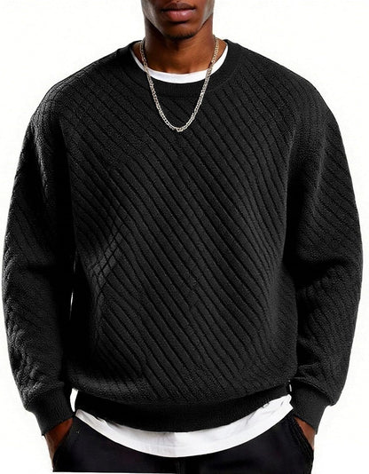 Men's Lightweight Crewneck Sweatshirt with Geometric Texture