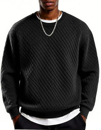 Men's Lightweight Crewneck Sweatshirt with Geometric Texture
