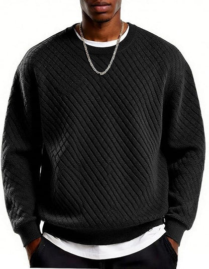 Men's Lightweight Crewneck Sweatshirt with Geometric Texture