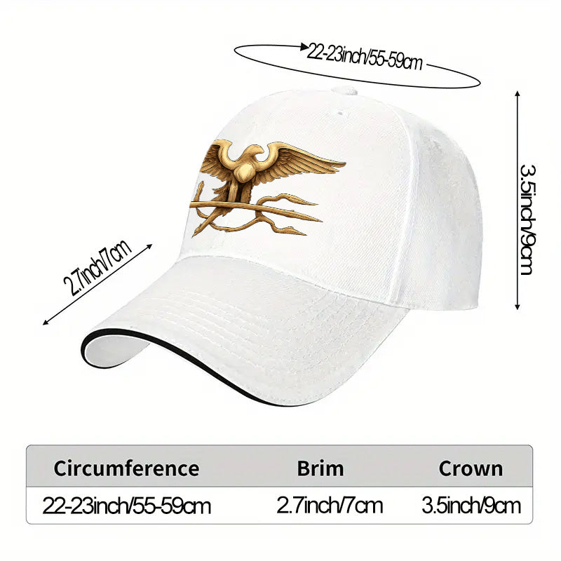 Adjustable Eagle Trident Print Sports Cap for Men – Lightweight Polyes