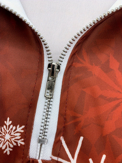 Men's Long Sleeve Christmas Themed Shirt with Zipper, 100% Polyester Knit Fabric, Regular Fit Party Style Collar Top for Spring/Fall