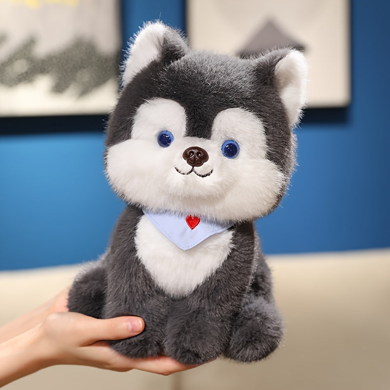 25cm/9.84in Cute Cartoon Husky Dog Plush Toy, Super Soft Stuffed Animal, Perfect Cuddly Gift for Boys and Girls, Birthday Party or Holiday Home Decor