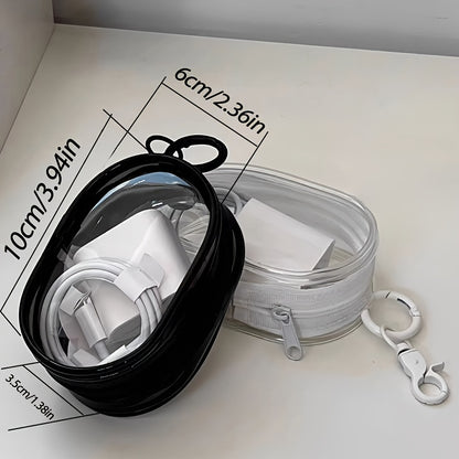 Compact Clear PVC Organizer Bag - շարժական պահեստ հեռախոսի լիցքավորիչների, ականջակալների, մալուխների և աքսեսուարների համար, դիմացկուն և անջրանցիկ