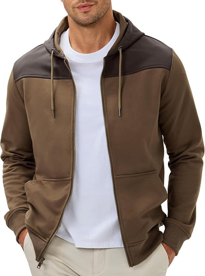 JMIERR Men's Lightweight Colorblock Zip Hoodie Jacket