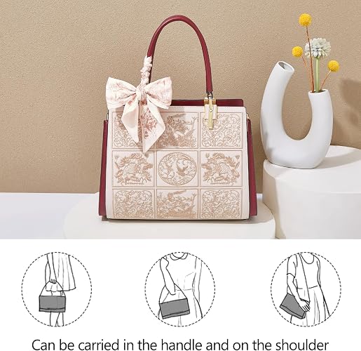 FOXLOVER Medium Vintage Tote Bag for Women Top-Handle Satchel