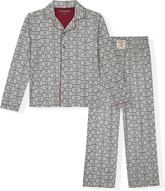 True Religion Boys 2-Piece Pajama Set with Button Front Top