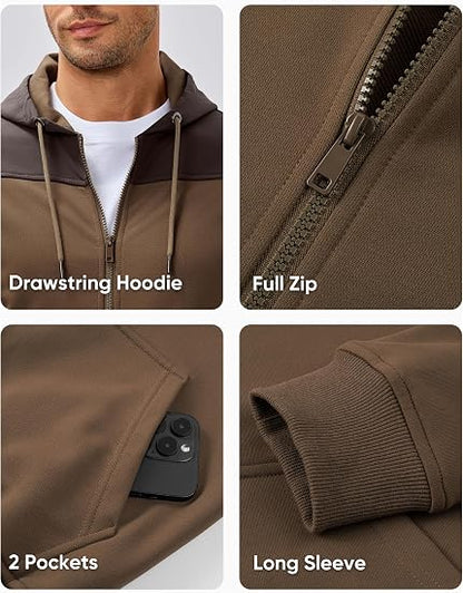 JMIERR Men's Lightweight Colorblock Zip Hoodie Jacket
