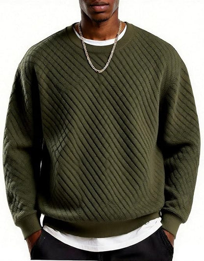 Men's Lightweight Crewneck Sweatshirt with Geometric Texture