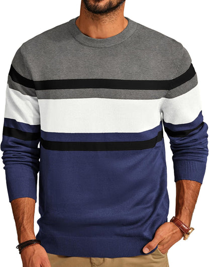 Men's Striped Crewneck Pullover Sweater by PJ PAUL JONES