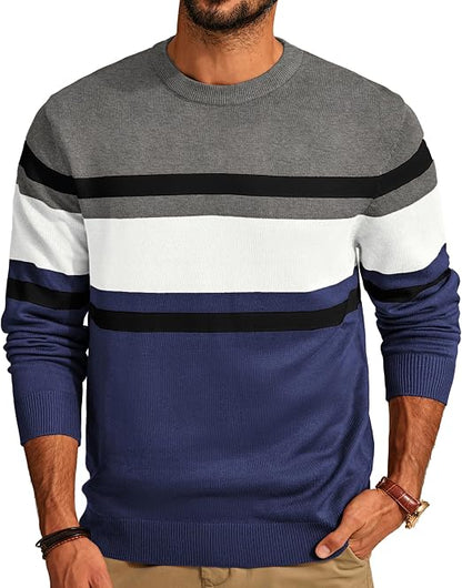 Men's Striped Crewneck Pullover Sweater by PJ PAUL JONES