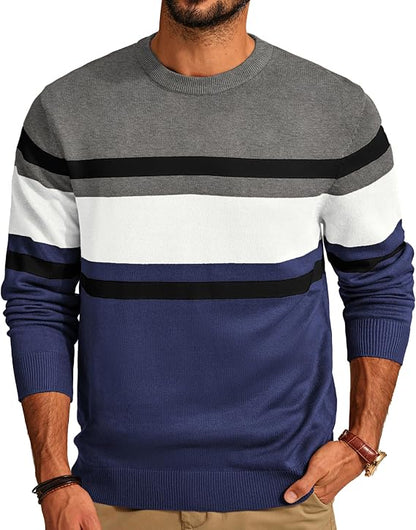 Men's Striped Crewneck Pullover Sweater by PJ PAUL JONES