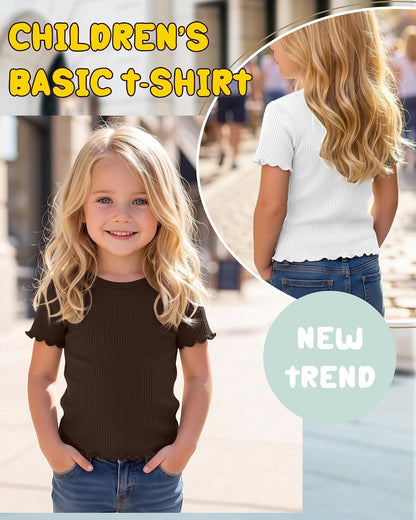 3-Pack Baby Girls Ribbed Cotton Blend T-Shirts