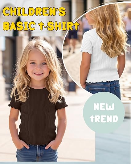 3-Pack Baby Girls Ribbed Cotton Blend T-Shirts